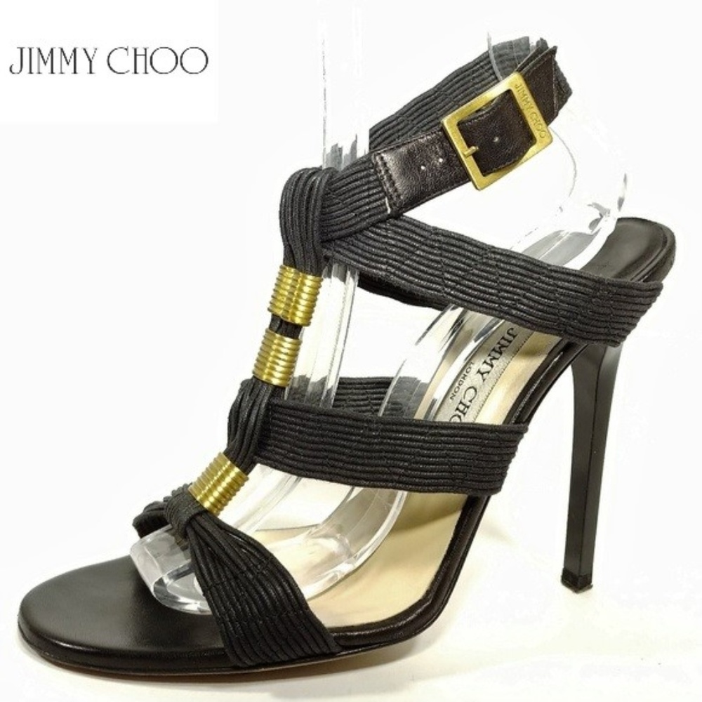 Jimmy Choo Corded Leather 4.5" Heels Sz 8.5